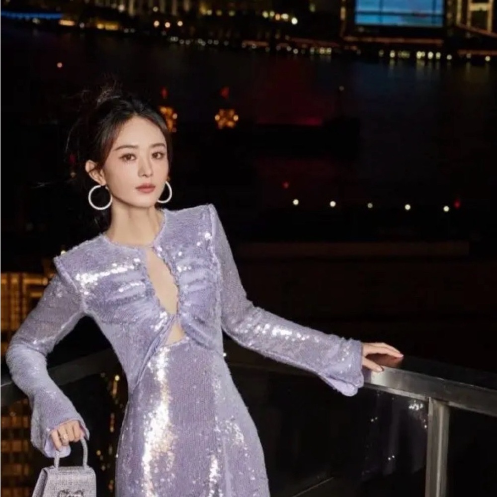 Self-Portrait Lavender Sequin Mini Dress